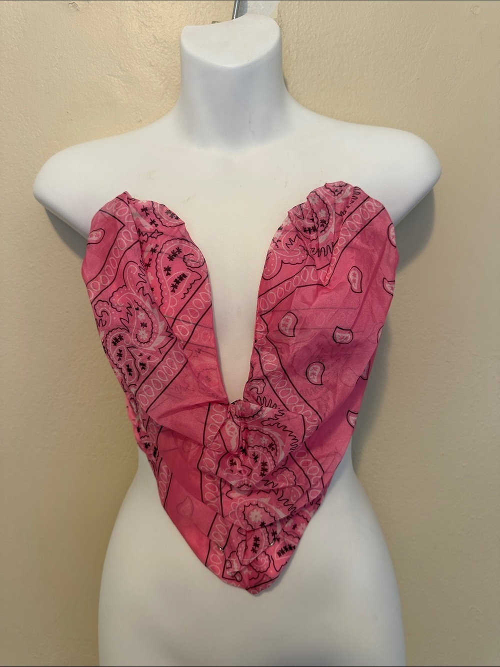 AKIRA Pink Paisley Tie-Front Tube Top